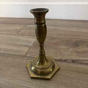 Vintage Brass Candlestick Holder 12" Octagonal Base
